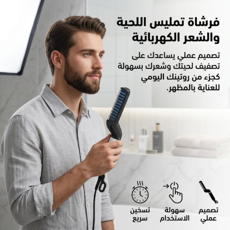 فرشاة فرد اللحية والشعر الكهربائية للرجال - الصورة 4